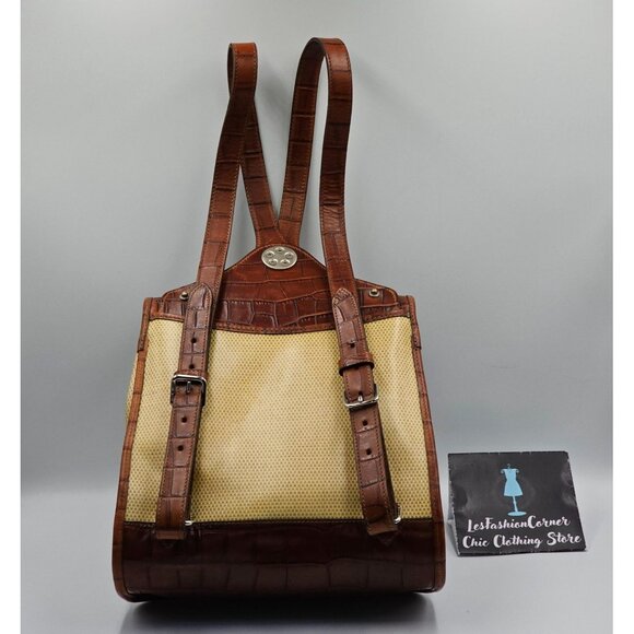 Vintage Dooney & Bourke Women's Brown Croc Embossed Leather Backpack Sz M 2560 - Picture 6 of 16